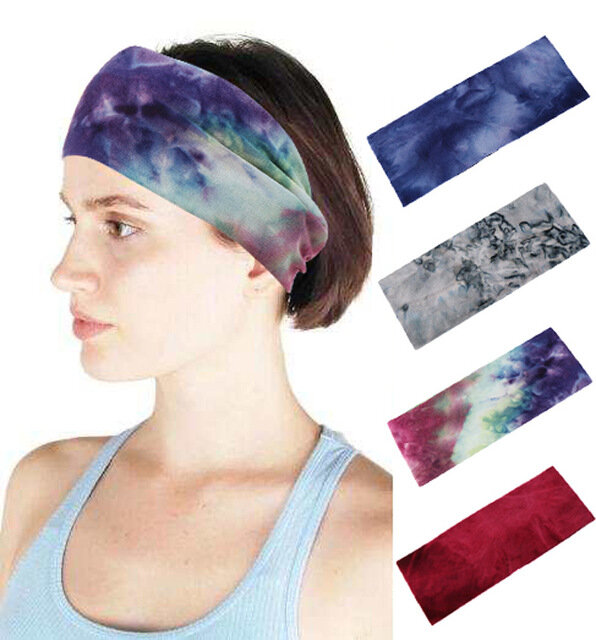 

Women Tie-dyed Cotton Hair Band Ornaments Elastic Headband, Multi color;blue;gray;rose