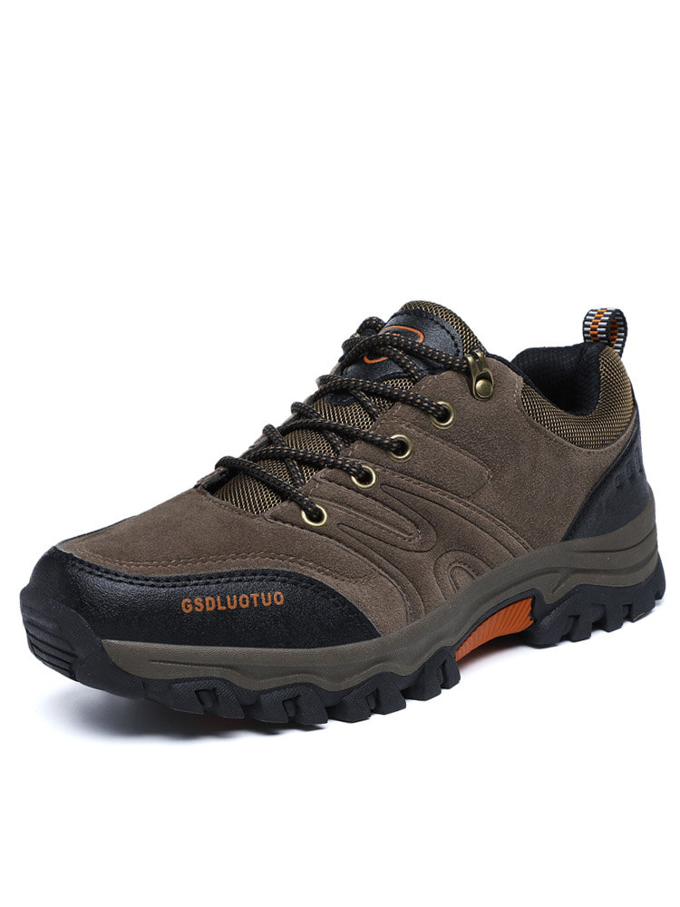 Men Outdoor Suede Comfy Slip Resistant Hiking Shoes