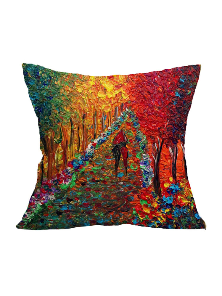 1Pcs Vintage Tree Scenery Pattern Cushion Cover Home Decorative Pillow Cushion Without Filling