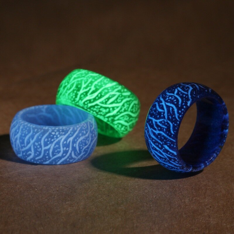 

Fashion Creative Luminous Crack Rings Cool Pattern Resin Rings Men Women Couples Geometry Finger Rings, Green;rose;orange;light blue;dark blue