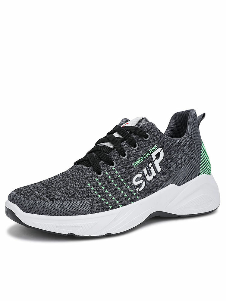 Men Knitted Fabric Breathable Non Slip Casual Sport Shoes