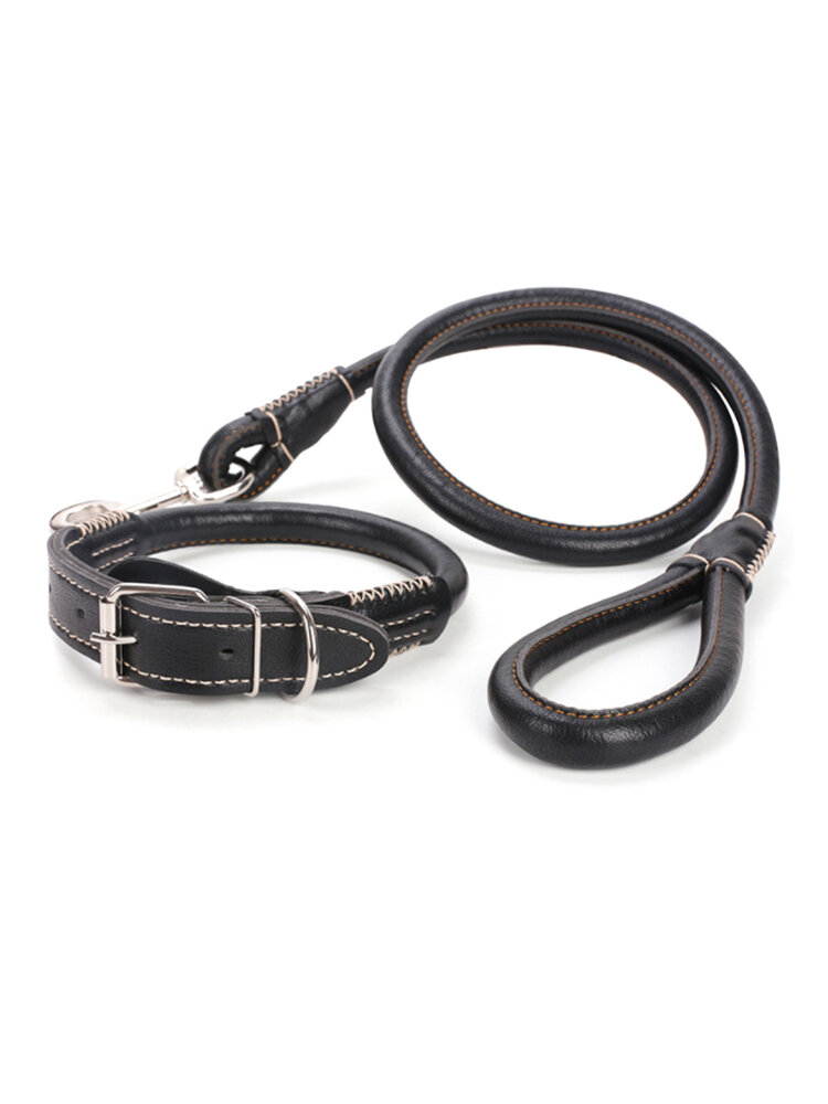 

3 Colors Leather Dog Lead Leash Pet Lead Traction Rope For Large Dog, Black;coffee;brown
