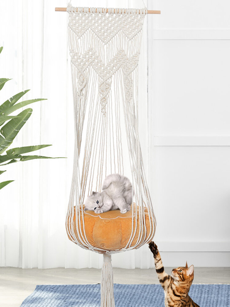 Handmade Bohemia Style Hanging Cat Hammock Soft Creative Cat Bed Indoor Cat Swing Net Cat Lover Gifts