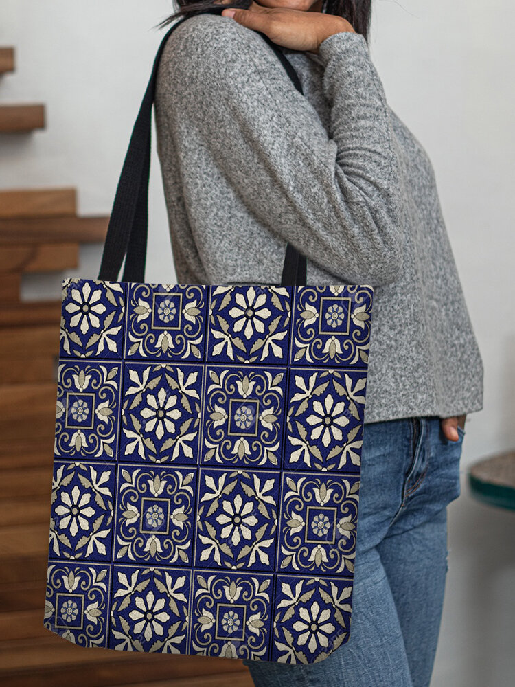 Women Floral Pattern Print Shoulder Bag Handbag Tote