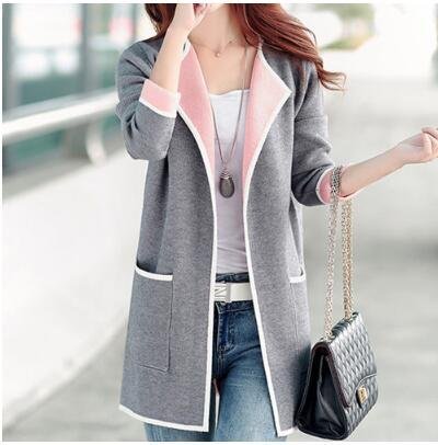 Solid Color Long Section Knit Cardigan