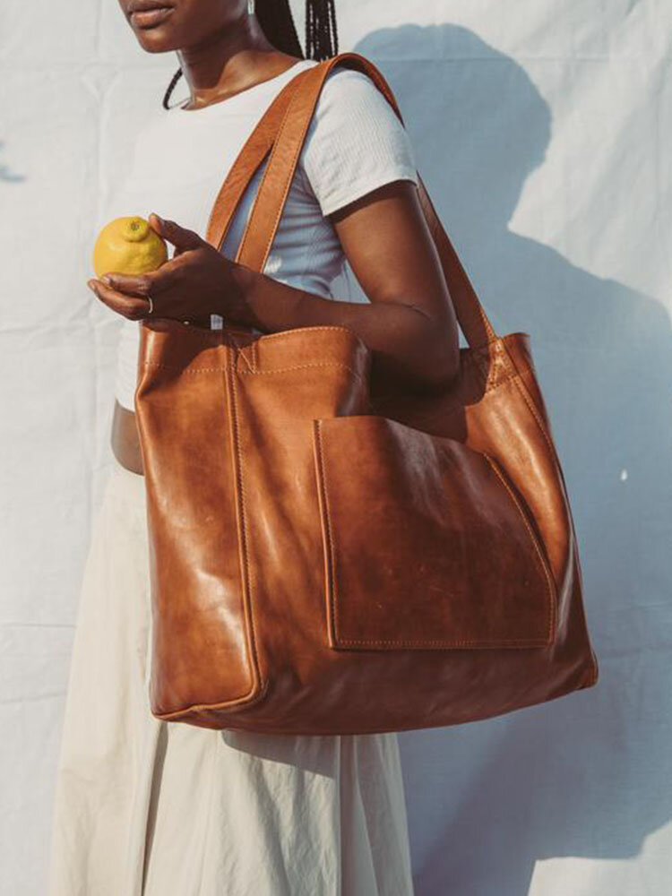 Women Vintage Weekender Bag Soft Faux Leather Bag Oversized Shoulder Bag Handbag Tote