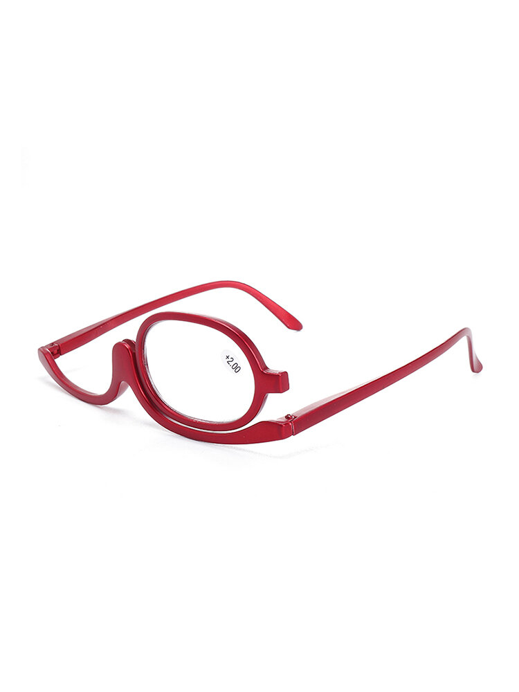 

Womens Rotatable Magnify Eye Makeup Cosmetic Glasses Reading Glasses Flipup Round Glasses, Red