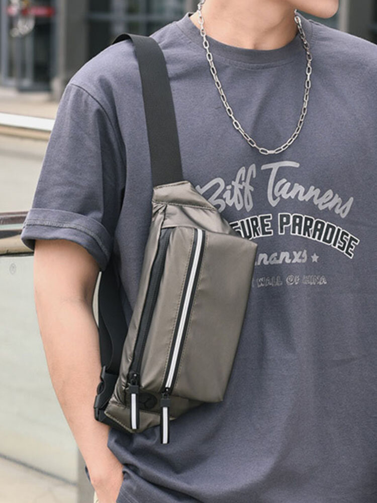Men Polyester Earphone Hole Multi-pockets Anti theft Waterproof Crossbody Bag Chest Bag Sling Bag