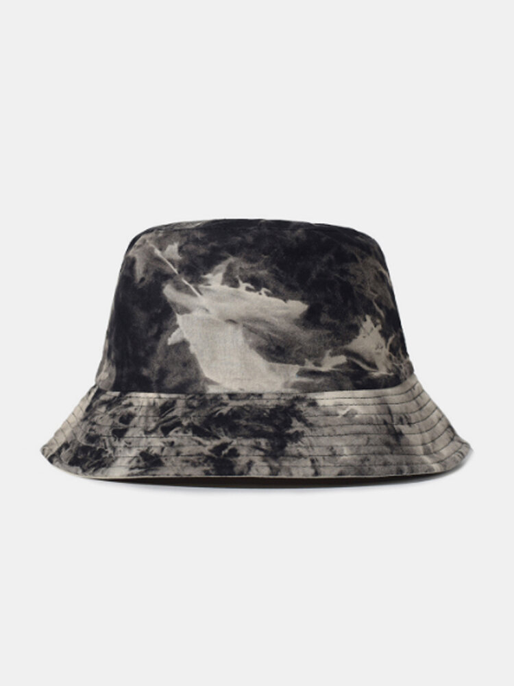 Men Double-sided Tie-dye Cotton Outdoor Sunscreen Sun Hat Bucket Hat