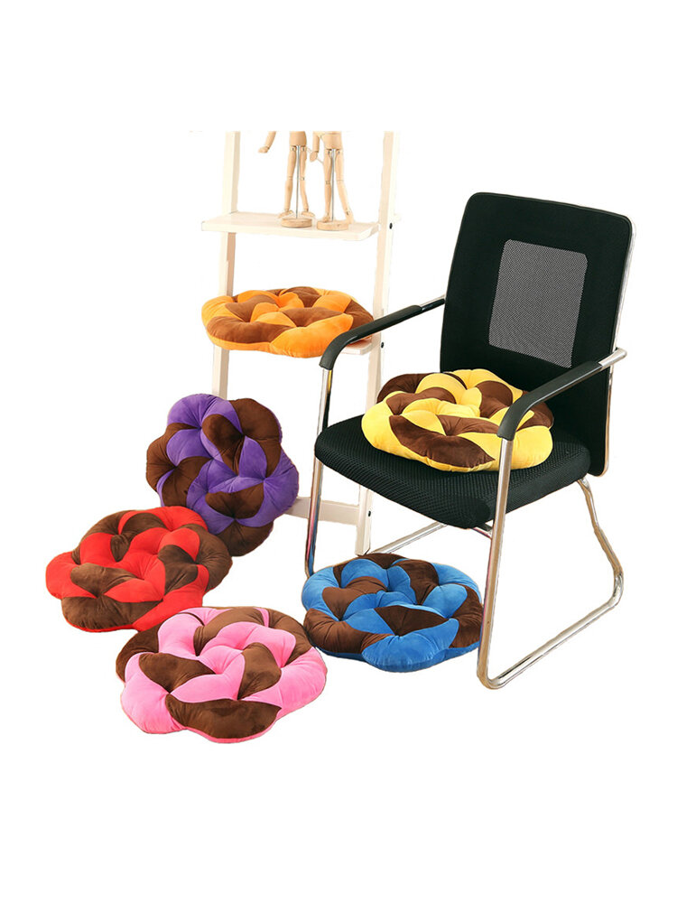 45x45cm Thick Floral Round Shape Short Plush Cushion Pad Dinning Office Chair Seat Pad Pillow