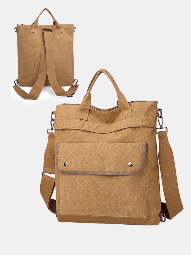 JOSEKO Men's Canvas Cool Backpack Tooling Large Bag Korean Version Tote Bag Shoulder Messenger Bag