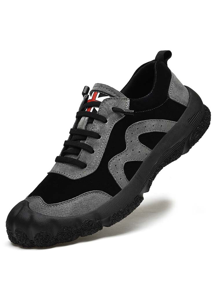 

Men Cow Leather Anti-Collision Non Slip Outdoor Casual Shoes, Black;gray