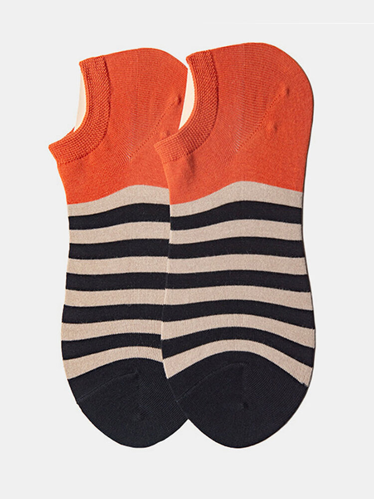 Socks Men's Tide Socks Stripes Shallow Mouth Cotton Sweat-Absorbent Sports Street Tide Socks Four Seasons