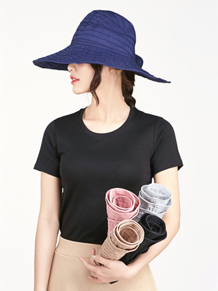Women Summer Foldable Anti-UV Protective Beach Sun Hat Outdoor Driving Wide Brim Visor Cap