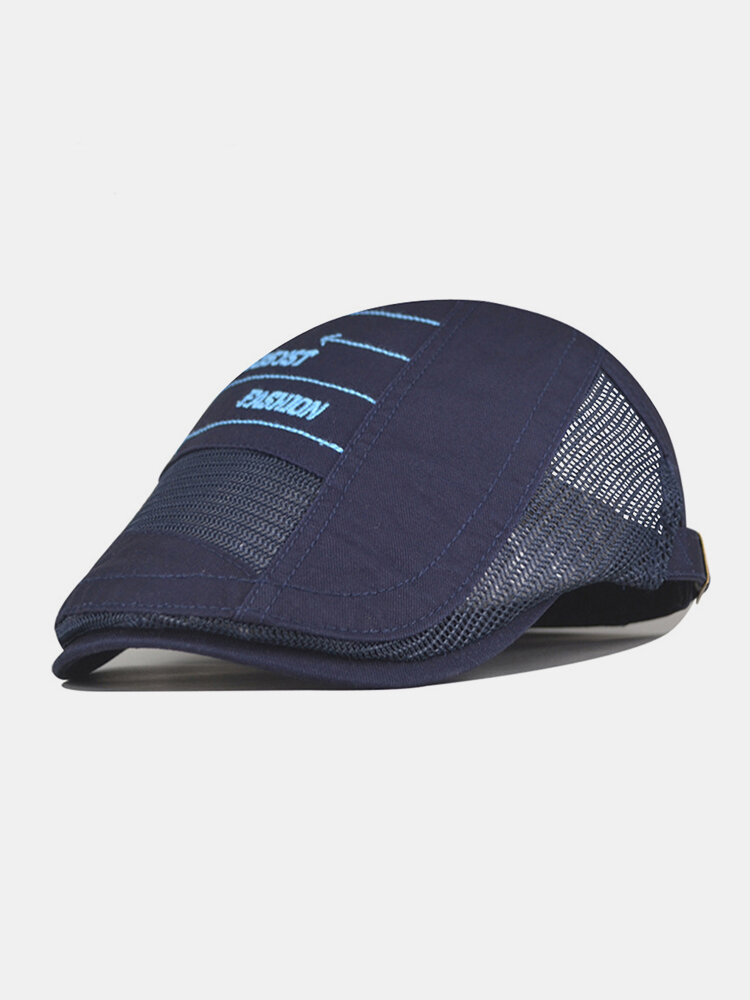 Men Cotton Mesh Breathable Casual Sunshade Beret Flat Hat Forward Hat