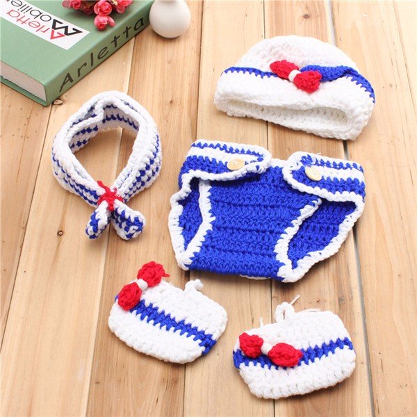 Bebés Meninos Crochet Knit Costume Foto Fotografia Prop Outfits