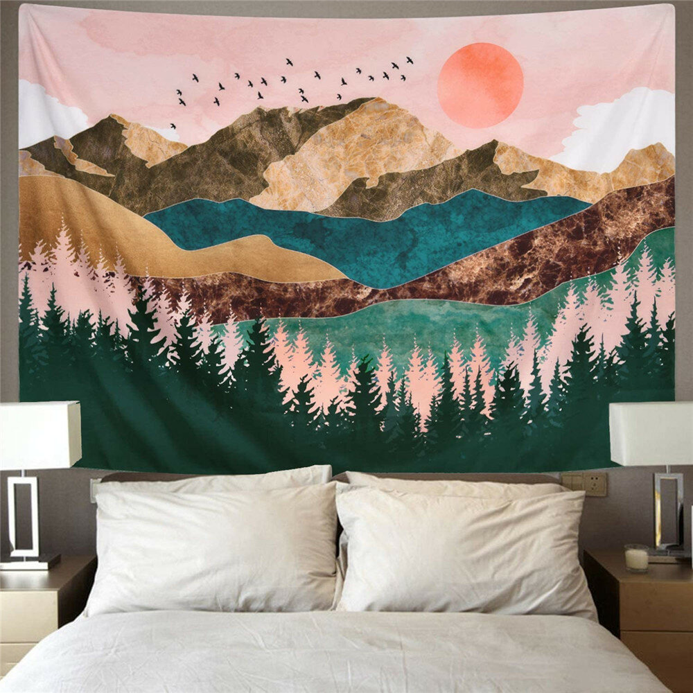 

Wall Hanging Mountain Tapestry Forest Tree Tapestry Sunset Tapestry Natural Landscape Tapestry