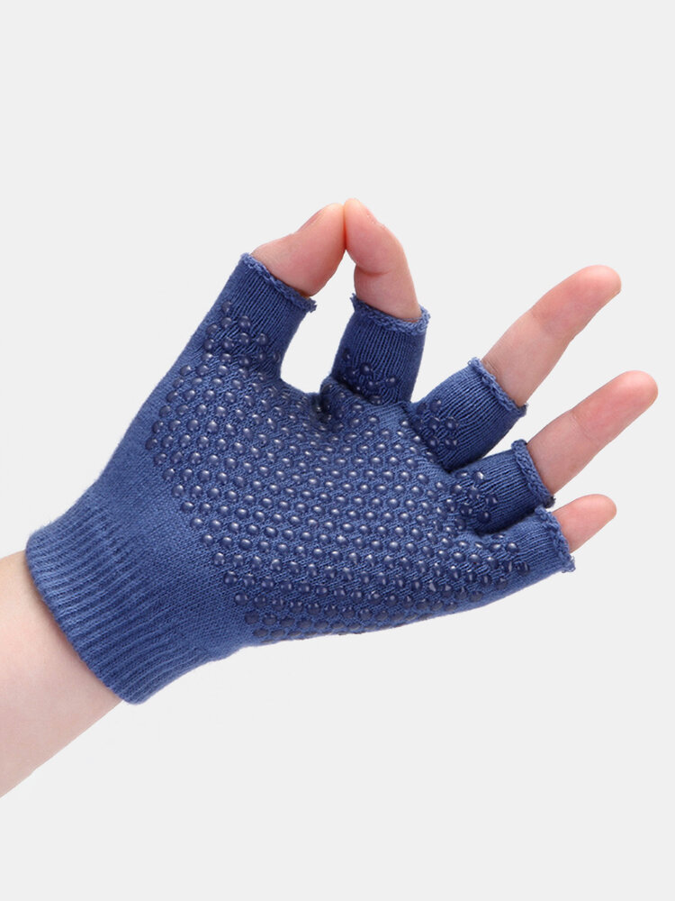 Men Women Cotton Plain Slip-Proof Breathable Elastic Comfortable Half Finger Gloves