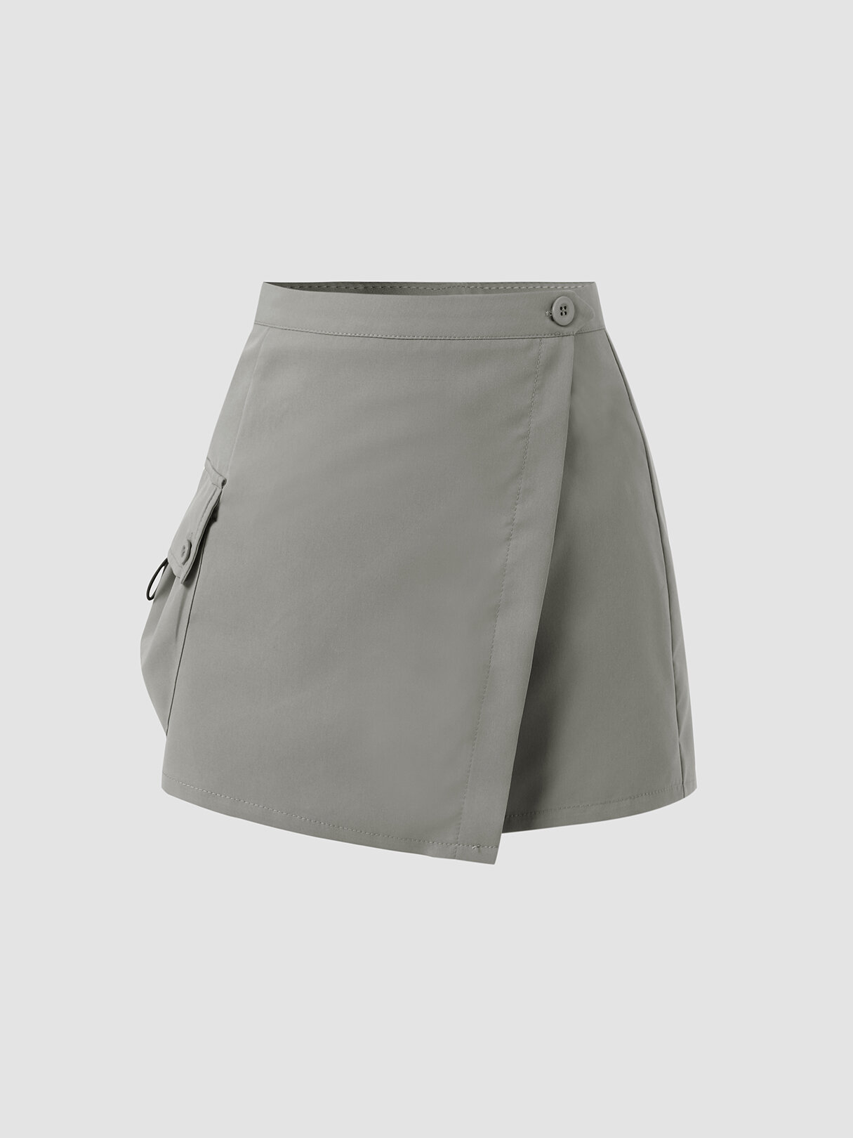 Asymmetrical Solid Pocket A-line Low Waist Mini Skirt