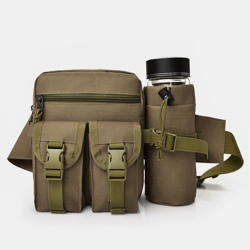 

Men Outdoor Multifunctional Tool Bag Riding Water Bottle Bag Travel Tactical Waist Bag Crossbody Bag, Khaki;black;01;02;03;04