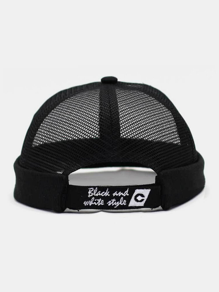 Unisex Hollow Out Mesh Breathable Fashion Outdoor Brimless Beanie Landlord Cap Skull Cap