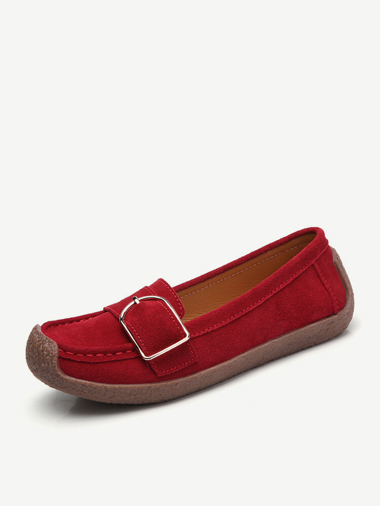 Women Buckle Decoration Comfy Soft Sole Casual Loafers