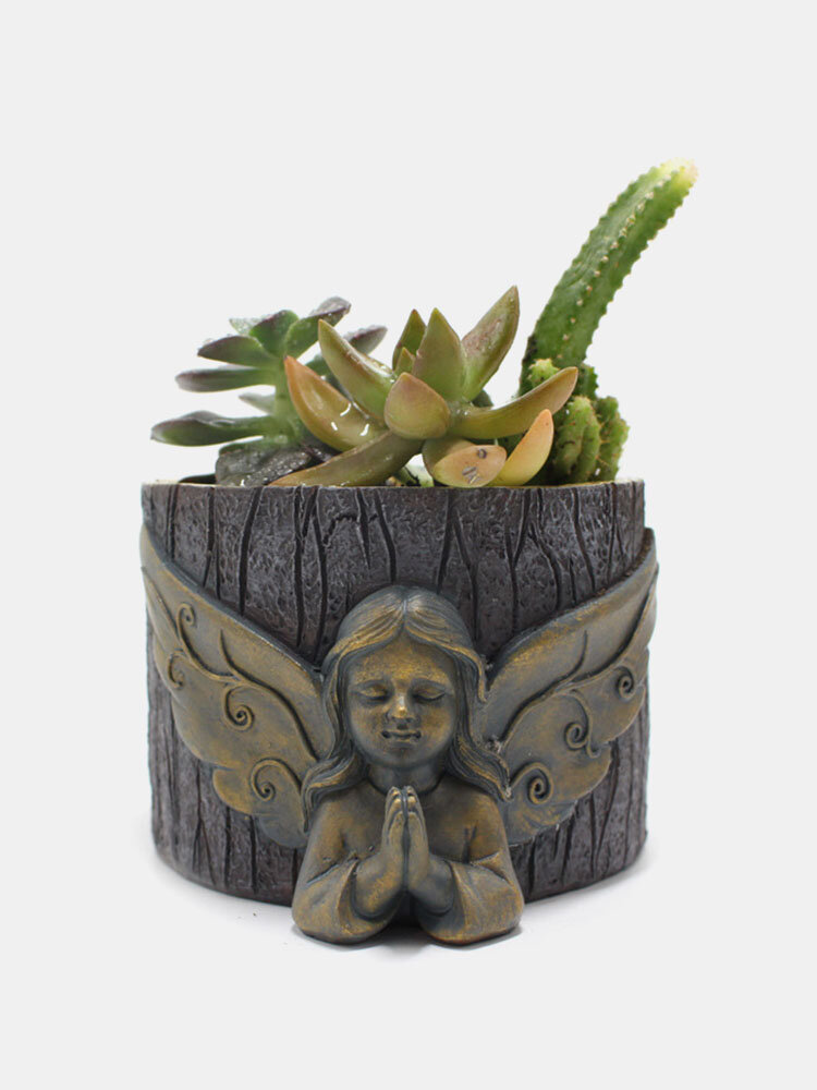 

1 PC Resin Cartoon Angel Flower Pot Ornaments Fairy Cute Girl Flower Pot Bonsai Succulents Cactus Plant Pot Garden Decor