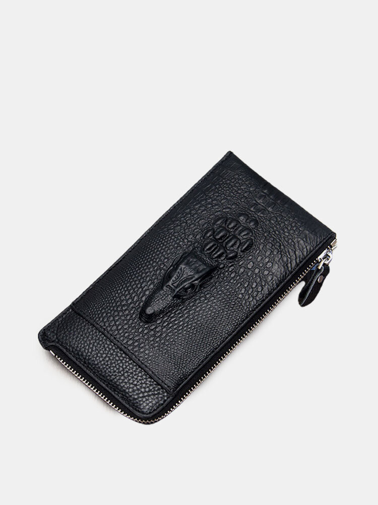 Genuine Leather Long Business Zipper Phone Wallet Clutch Bag For Men от Newchic WW
