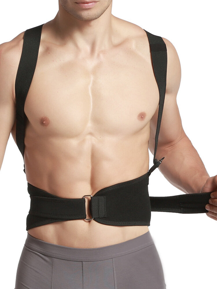 

Men Women Waist Support Correction Humpback High Elasticity Breathable Fitness Body Shape Belt, Black;nude
