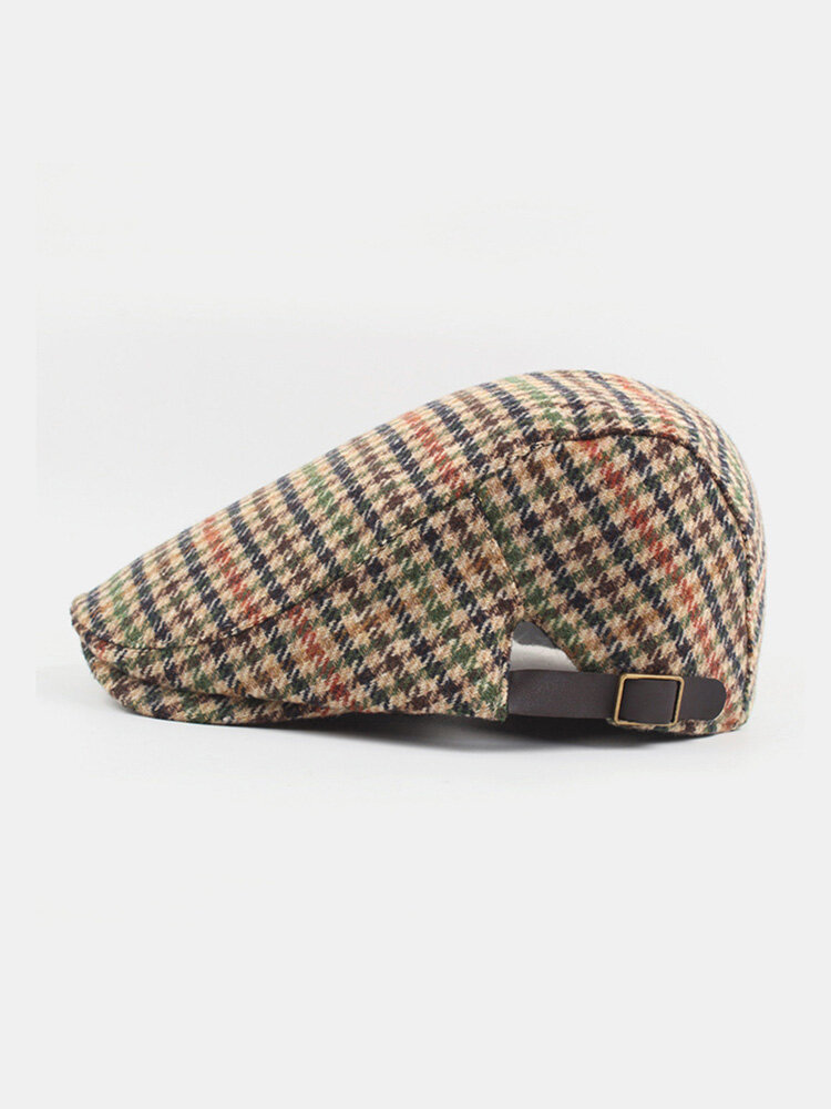 

Men Cotton Stripe Pattern Literary Painter Retro British Style Casual Forward Hat Beret Hat, #02