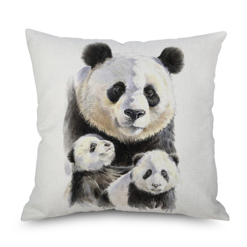 

Watercolor Panda Printing Linen Cotton Cushion Cover Home Sofa Car Cushion Cover Pillowcases