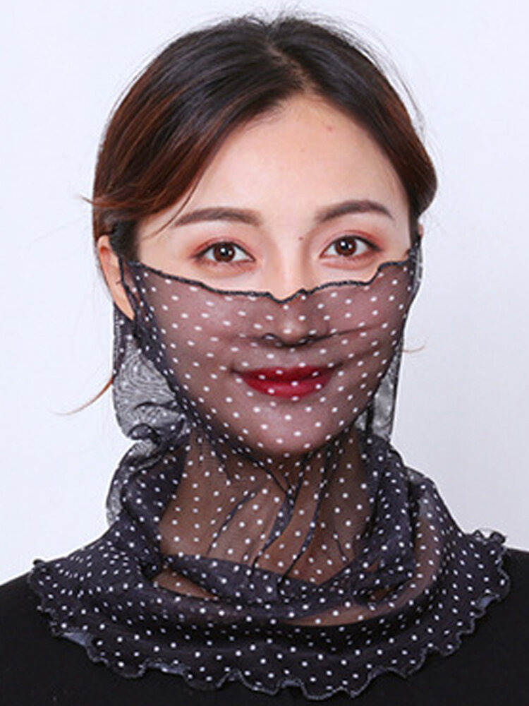 Polka Dot Floral Breathable Printing Masks Neck Protection Sunscreen Ear-mounted Scarf
