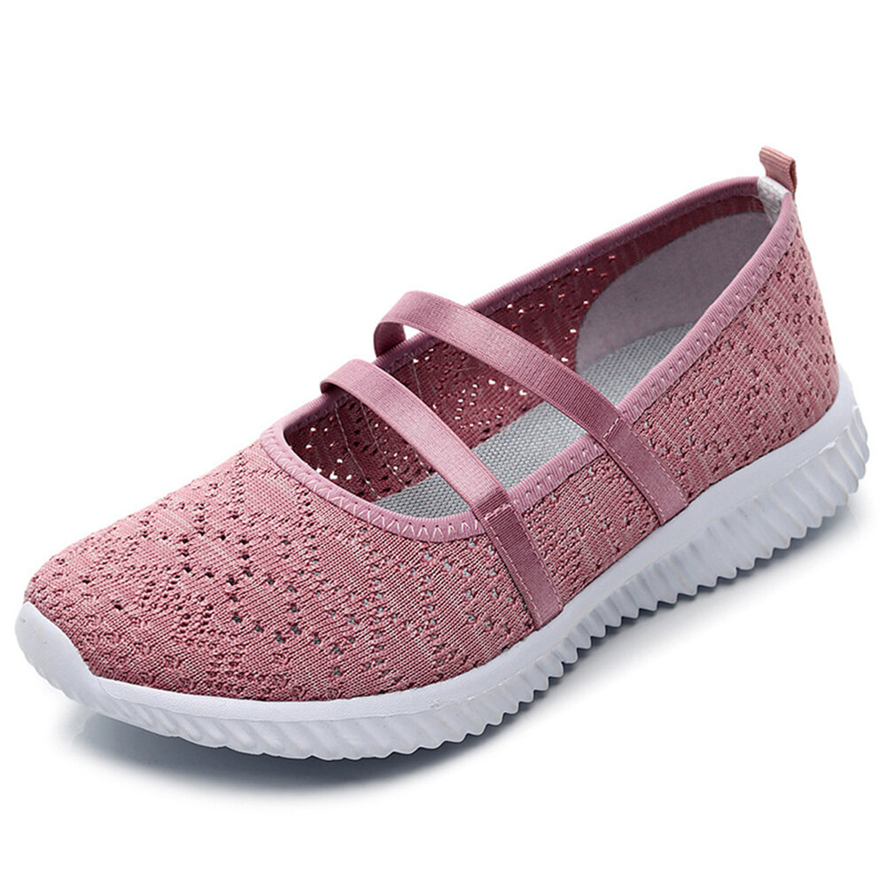 Breathable Strap Mesh Lightweight Slip On Flat Casual Sport Shoes