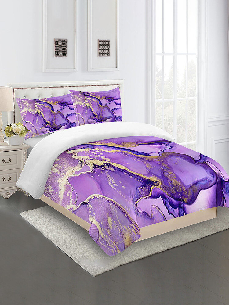 3PCs Polyester Fiber Natural Abstract Marble Stone Pattern Bedding Sets Quilt Cover Pillowcase