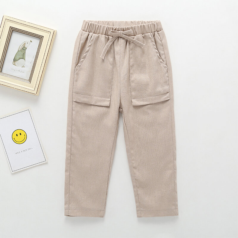 

Children Solid Color Casual Pants With Pocket For 3-10Y, Khaki