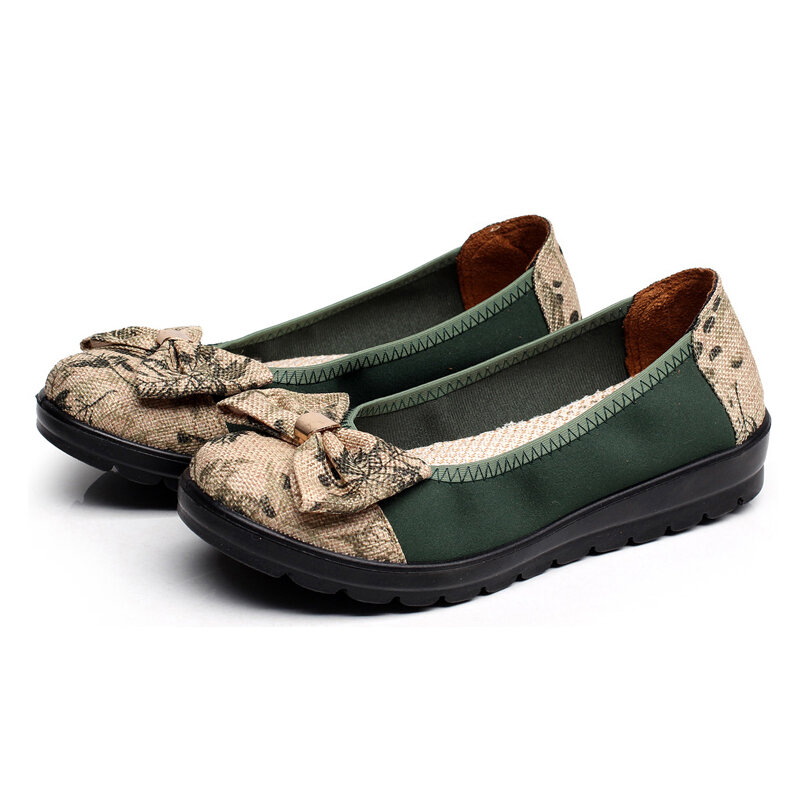 Bowknot Slip On Casual Round Toe Old Peking Flats Loafers