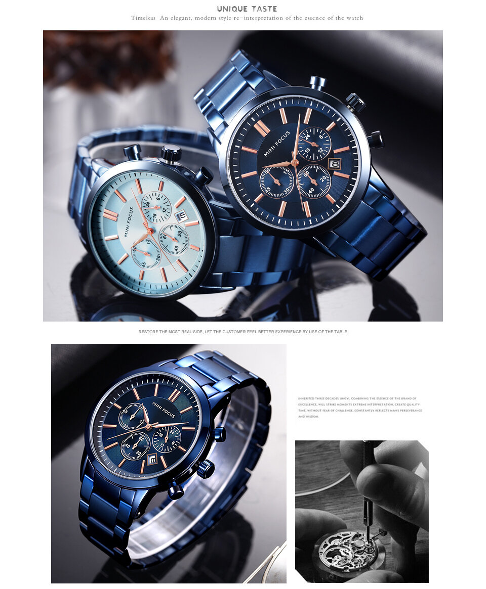 Business Style Calendar Stainless Steel Men Wrist Watch Quartz Watch