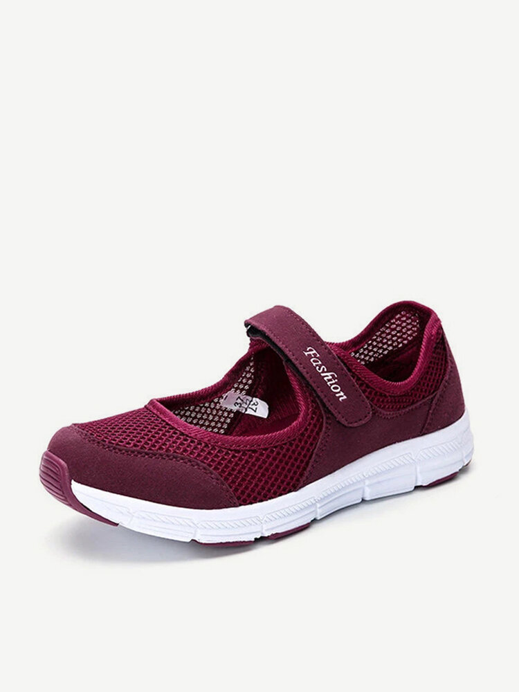 Women Sports Soft Mesh Breathable Hook Loop Casual Shoes