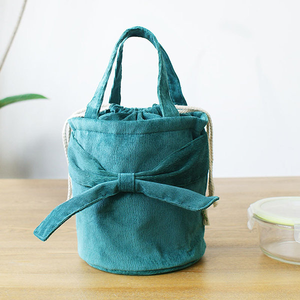 Corduroy Bowknot Bucket Bags Lunch Bags For Women