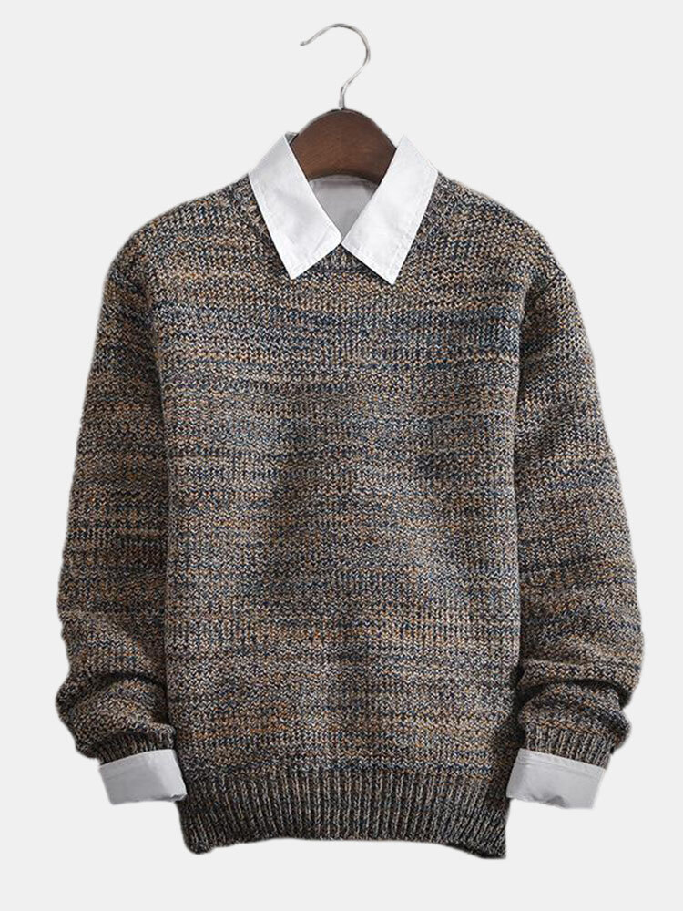 Mens Fashion Knitting Slim Fit Long Sleeve Sweater