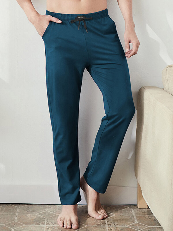 

Mens Solid Color Modal Cozy Loungewear Pants Drawstring Pajama Bottoms, Black;gray;blue;dark gray