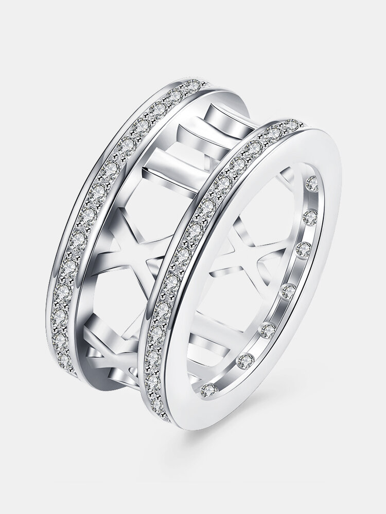 YUEYIN Luxury Ring Roman Numerals Zircon Women Ring