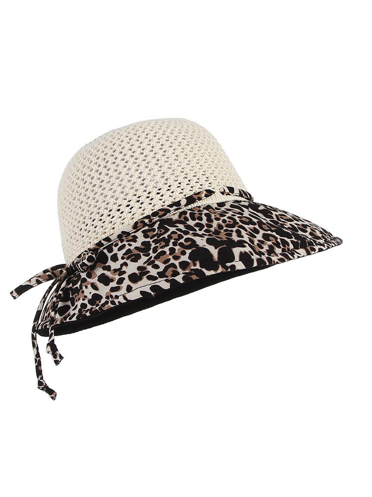 Women Summer Breathable Vogue Leopard Sunscreen Bucket Hat Outdoor Casual Travel Beach Sea Hat