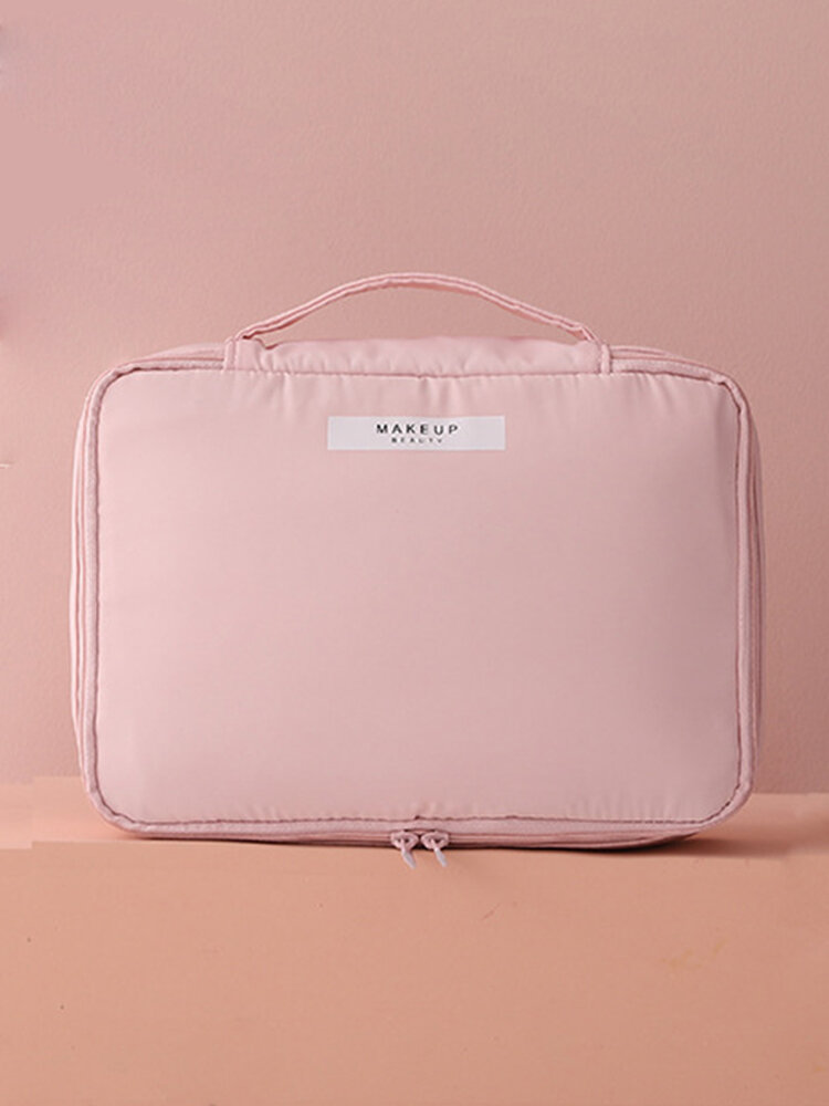 Macaron Color Makeup Brush Cosmetic Storage Bag Nylon Material Double Zipper Waterproof Storage Bag