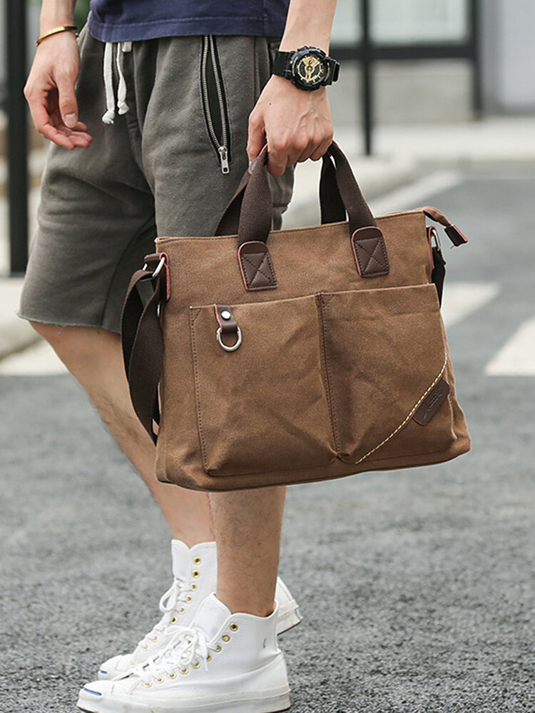 Menico Men's Canvas Business Casual Tote Outdoor Messenger Bag Shoulder Bag