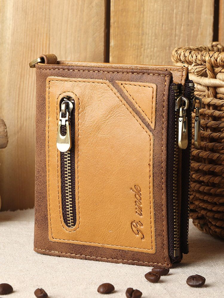 Vintage Genuine Leather Business RFID Anti-theft Letter Pattern EDC Multi-slots Card Holder Wallet