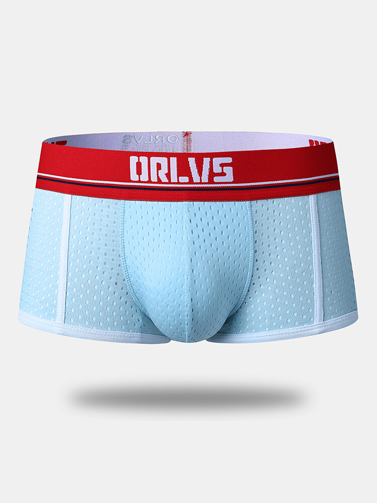 Sexy Sport Wicking Mesh Breathable Underwear Widen Belt Side Stripe Pouch Boxer Briefs for Men