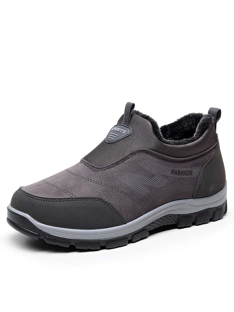 Men Warm Lining Non Slip Outdoor Slip On Casual Walking Shoes