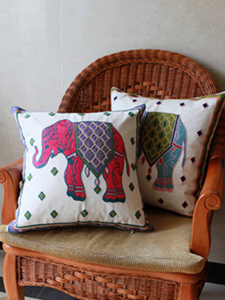 Embroidery Indian Elephant Pillow Case Decorative Pillowcases Throw Pillow Cover Square 45*45cm