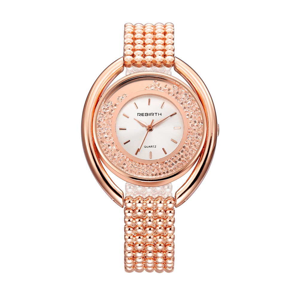 

REBIRTH Luxury Rose Gold Watches Stainless Steel Rhinestones Bracelet Clock Fashion Gift for Women, Rose gold;silver;gold